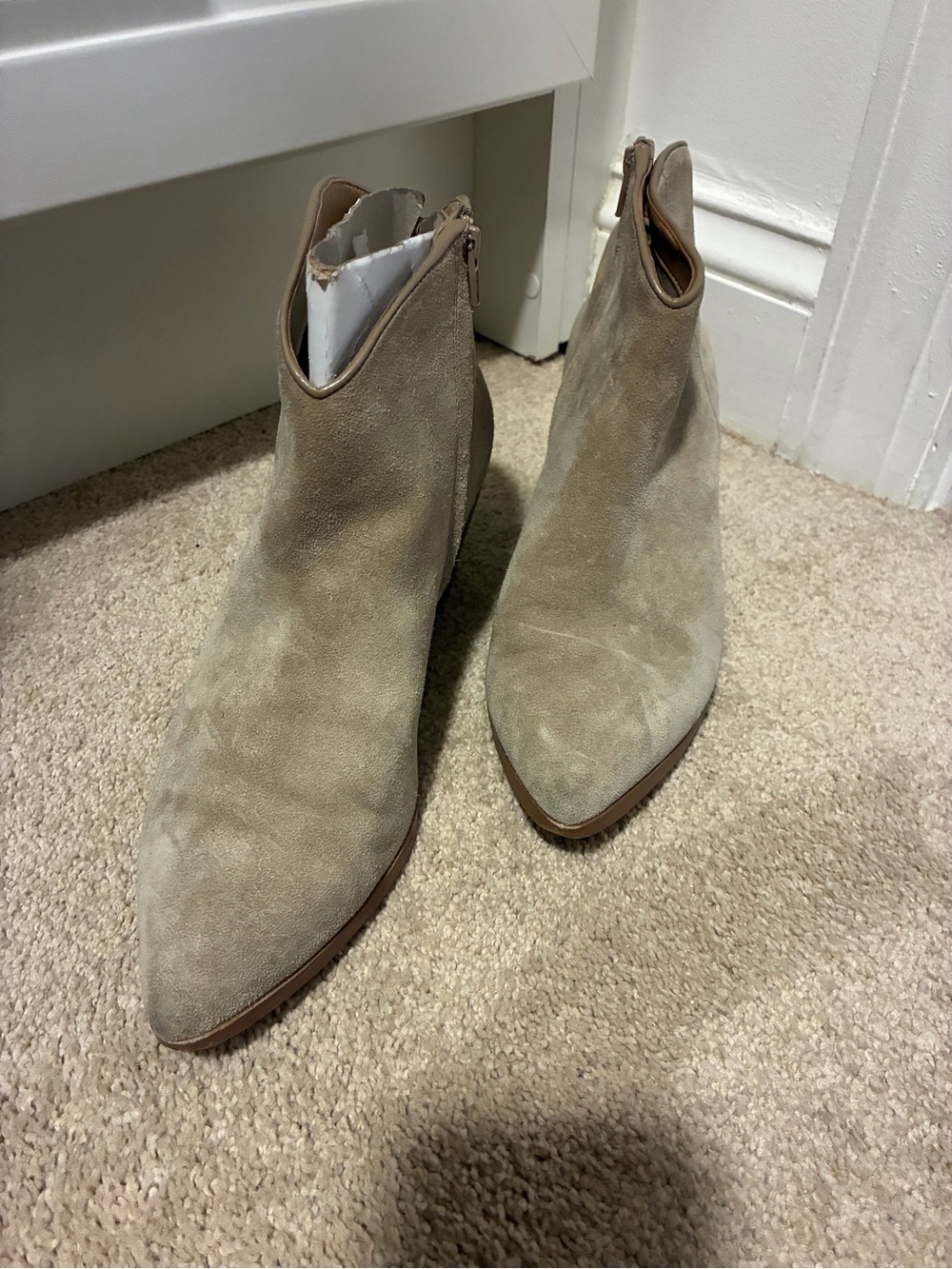Banana Republic Beige Suede Pointed Ankle Booties